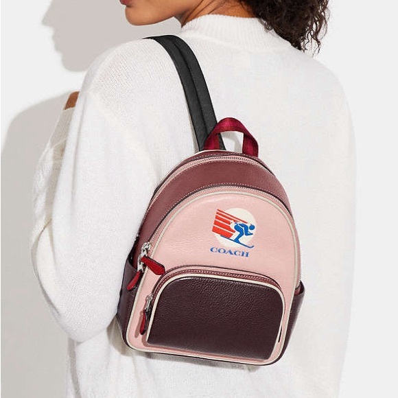 Coach NWT! $428 MSRP Mini Court Backpack In Colorblock With Ski Speed Graphic main image 10